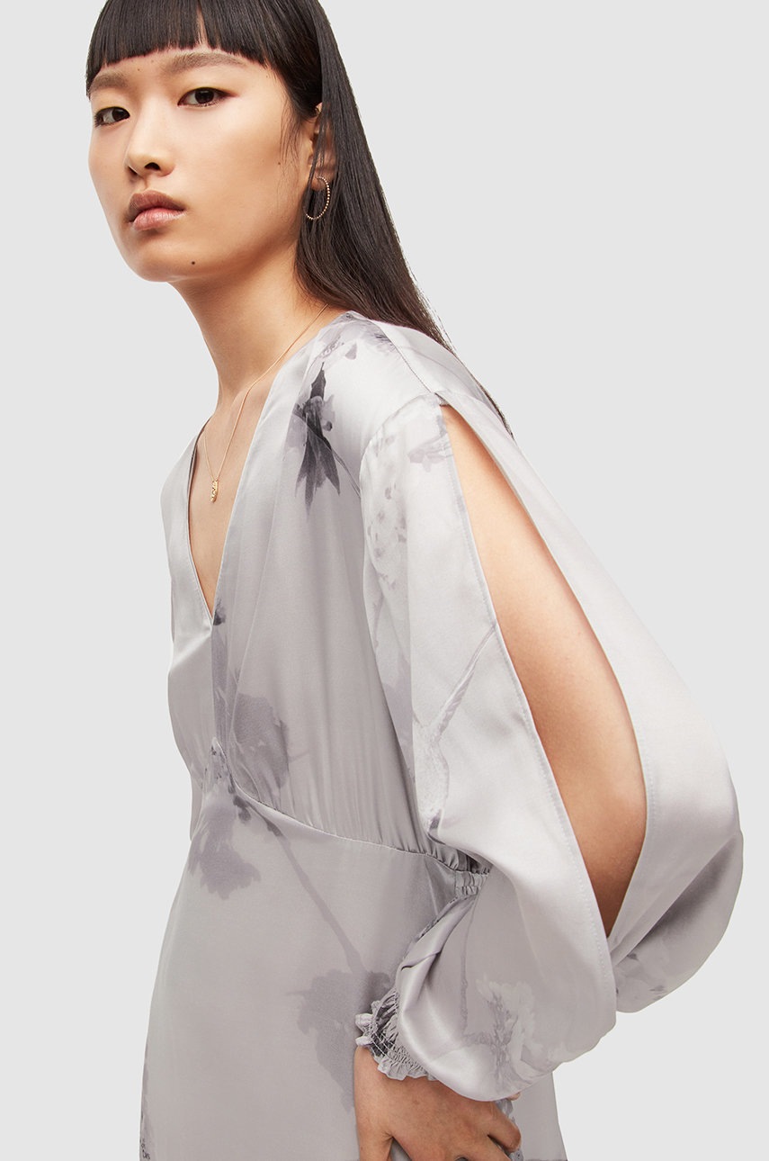 

Сукня AllSaints колір сірий maxi розкльошена