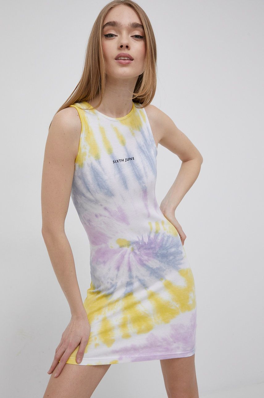 E-shop Bavlněné šaty Sixth June mini, přiléhavá