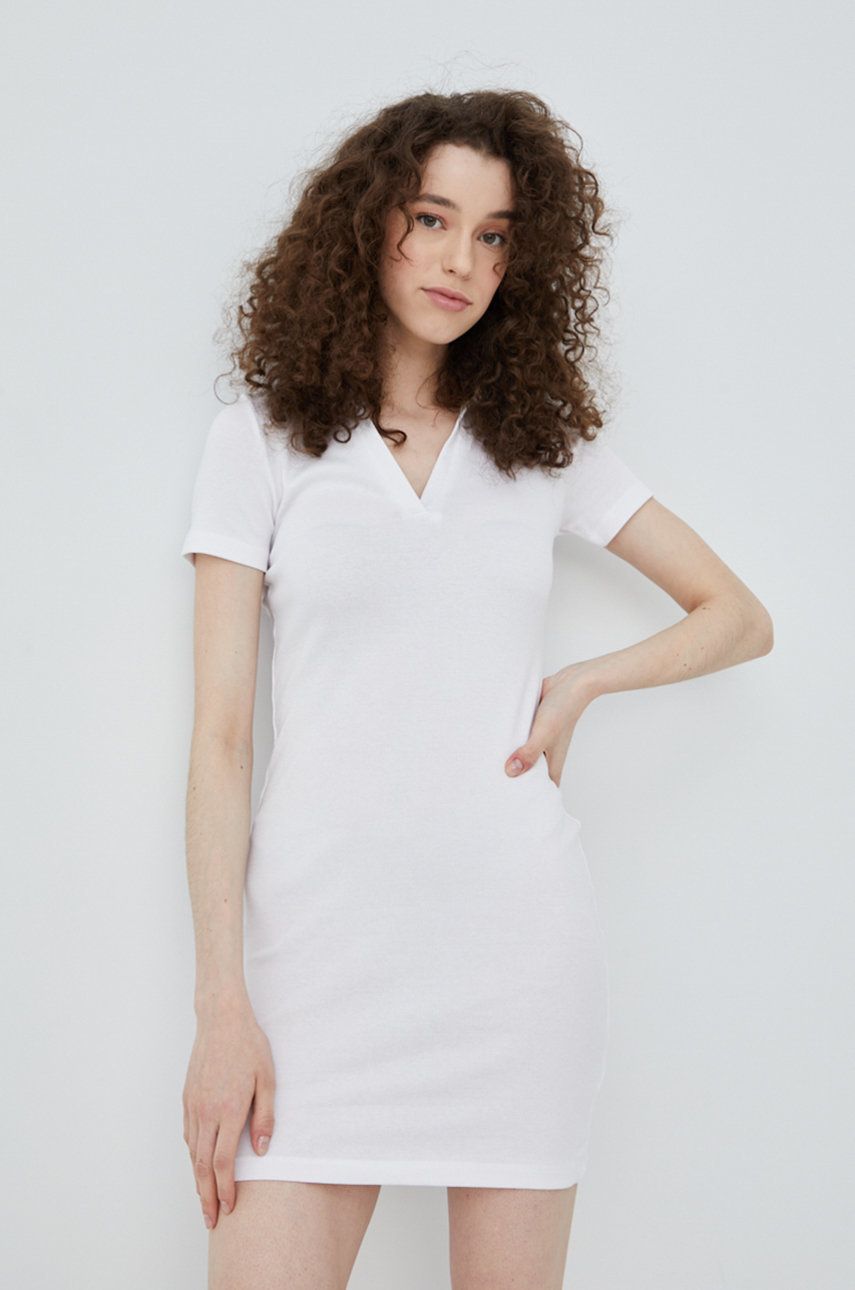 Brave Soul rochie culoarea alb, mini, mulata