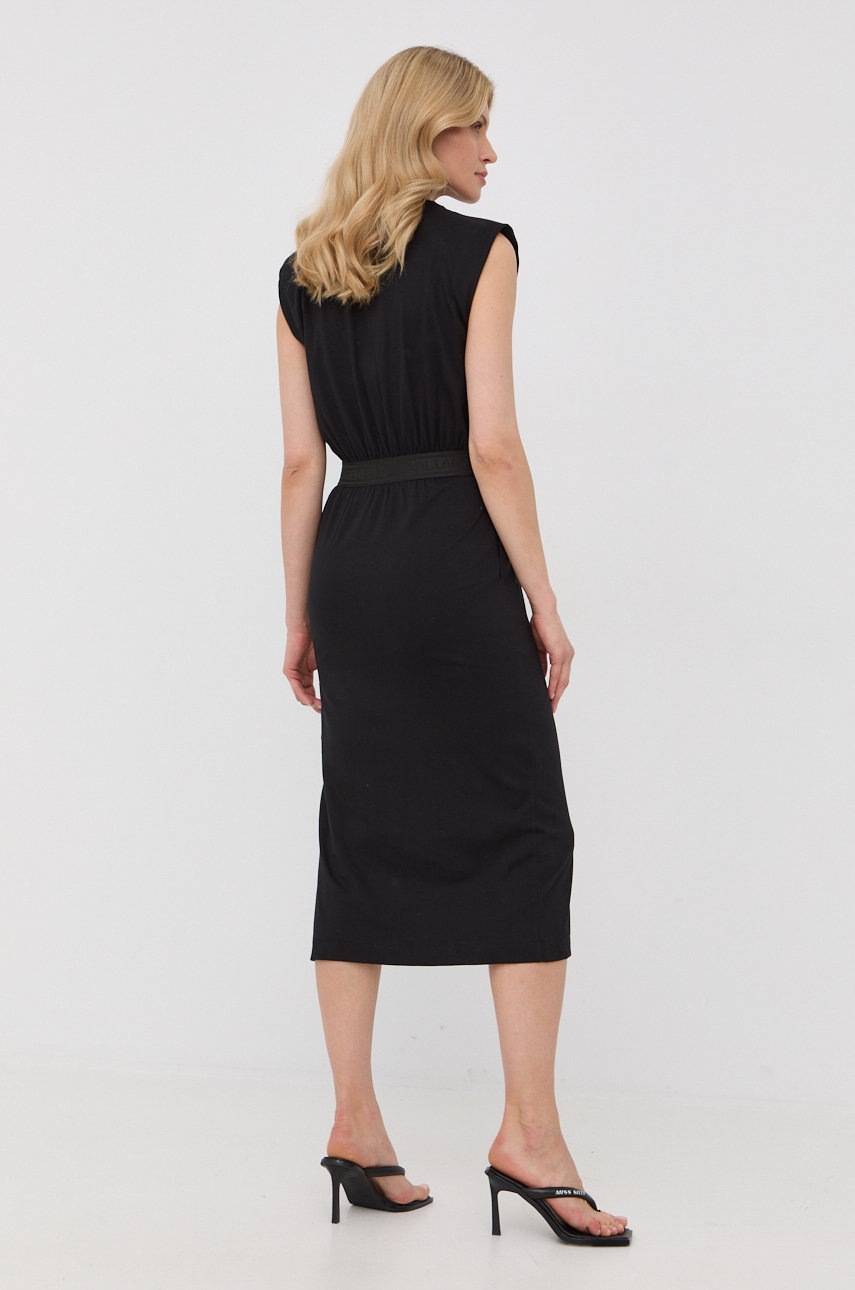 

Бавовняна сукня Karl Lagerfeld колір чорний midi пряма