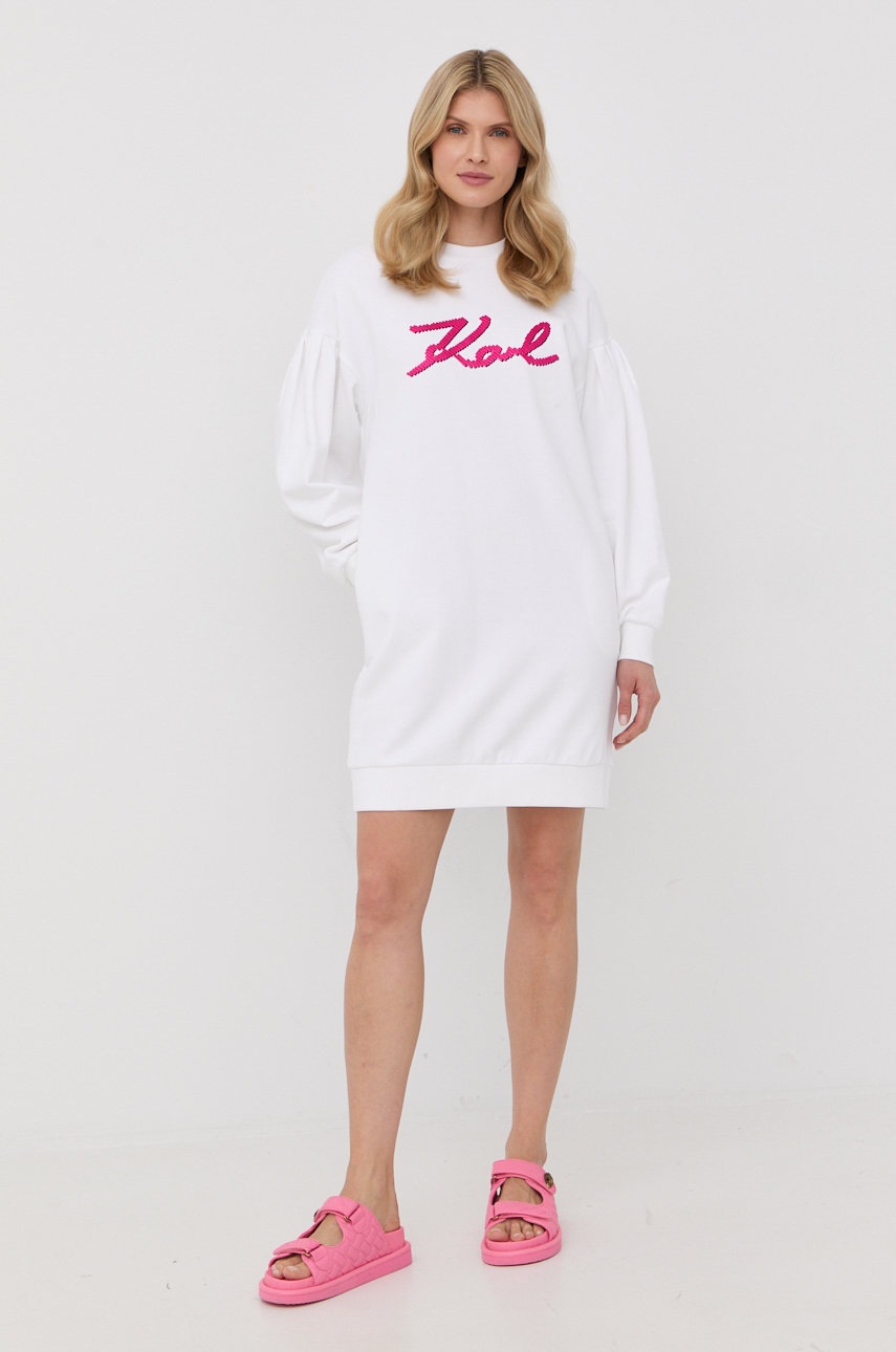 

Хлопковое платье Karl Lagerfeld цвет белый mini oversize