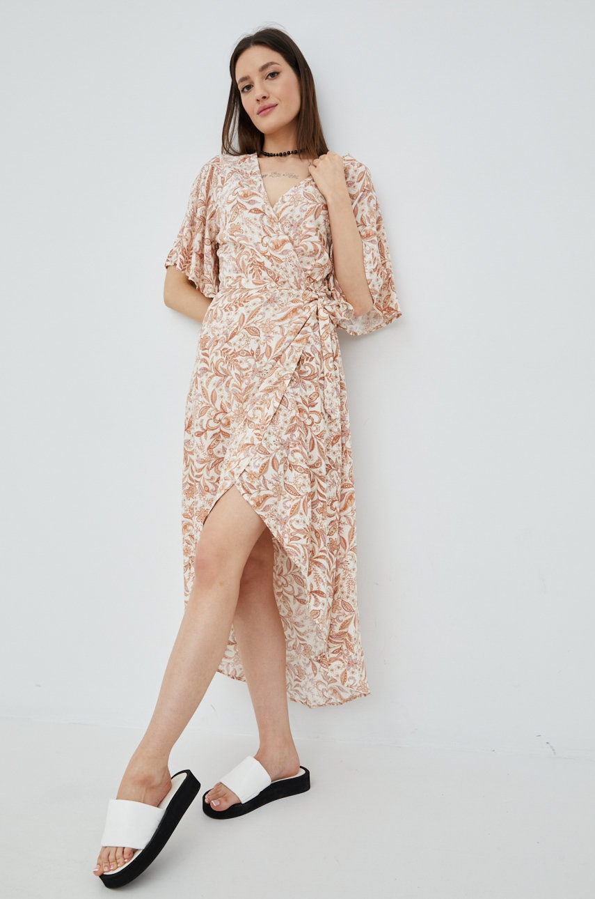 Rip Curl rochie culoarea bej, maxi, evazati