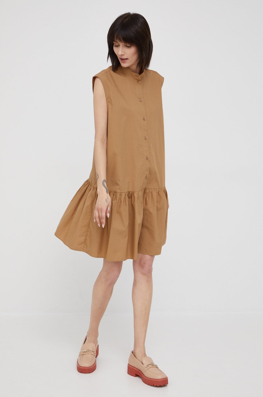 

Хлопковое платье Marc O'Polo Denim цвет коричневый mini oversize