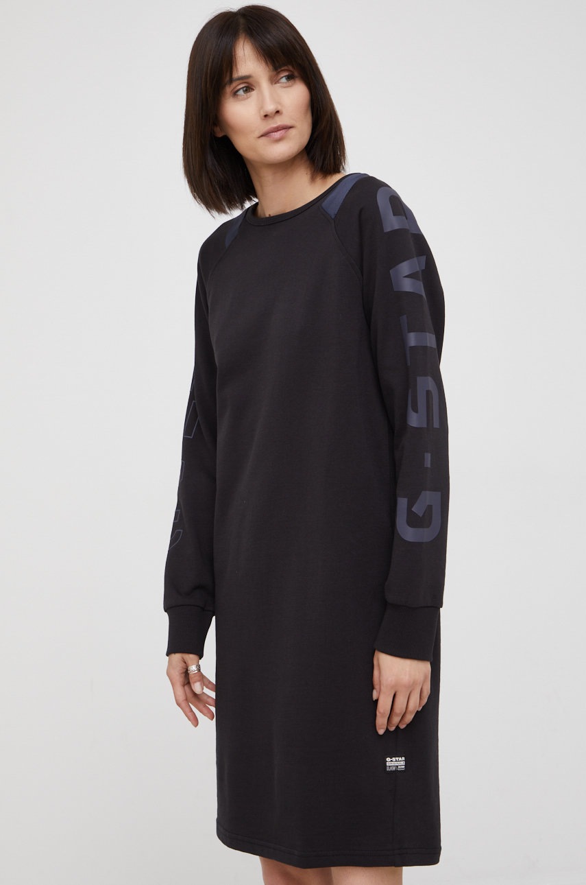 

Хлопковое платье G-Star Raw цвет чёрный mini прямая