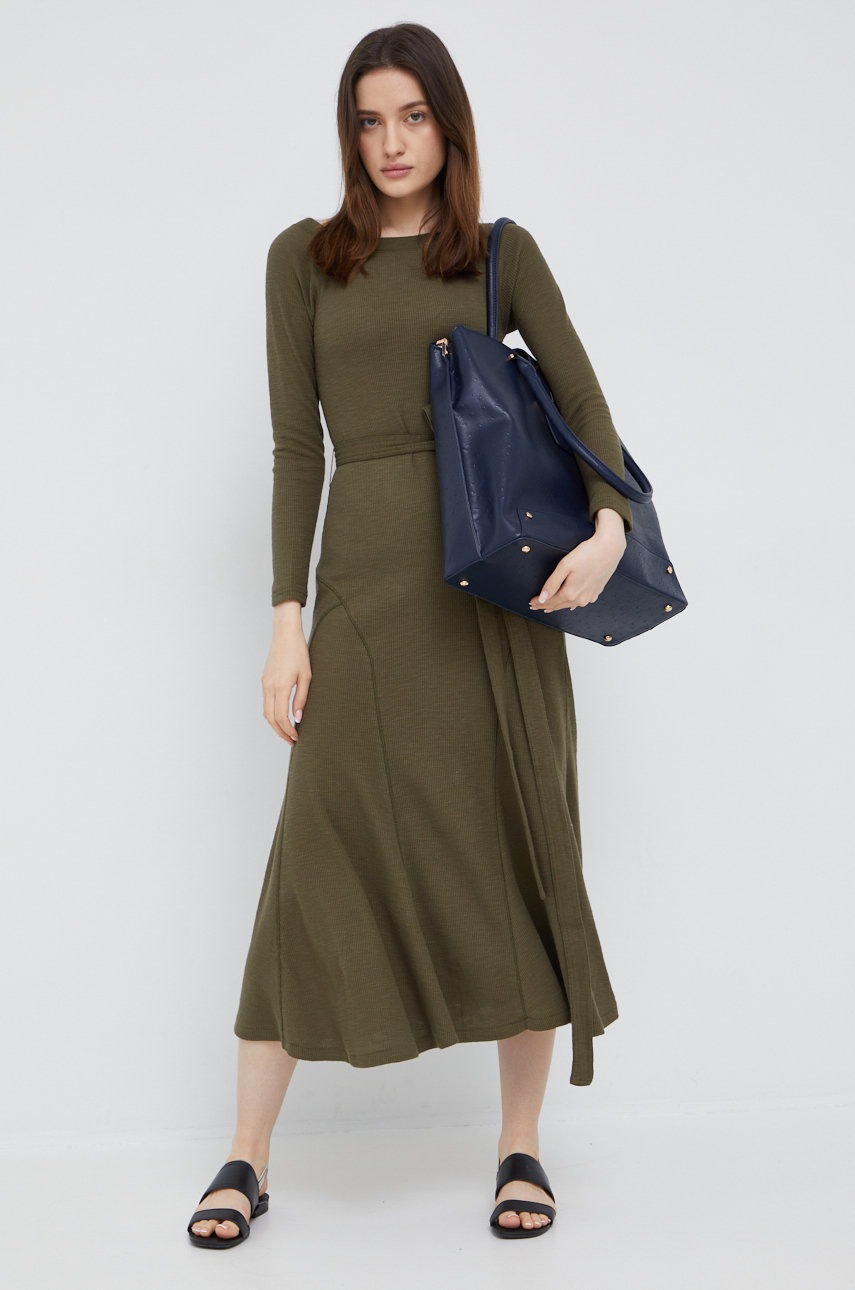 

Хлопковое платье Polo Ralph Lauren цвет зелёный maxi расклешённая