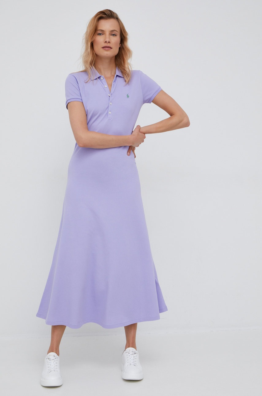 

Платье Polo Ralph Lauren цвет фиолетовый maxi расклешённая