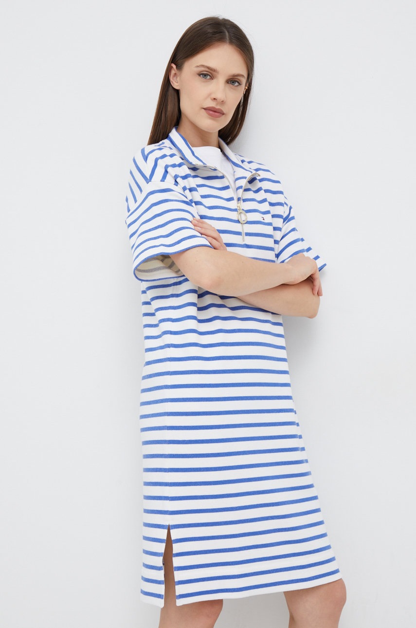 

Рокля Tommy Hilfiger в бяло къс модел с уголемена кройка, Бял