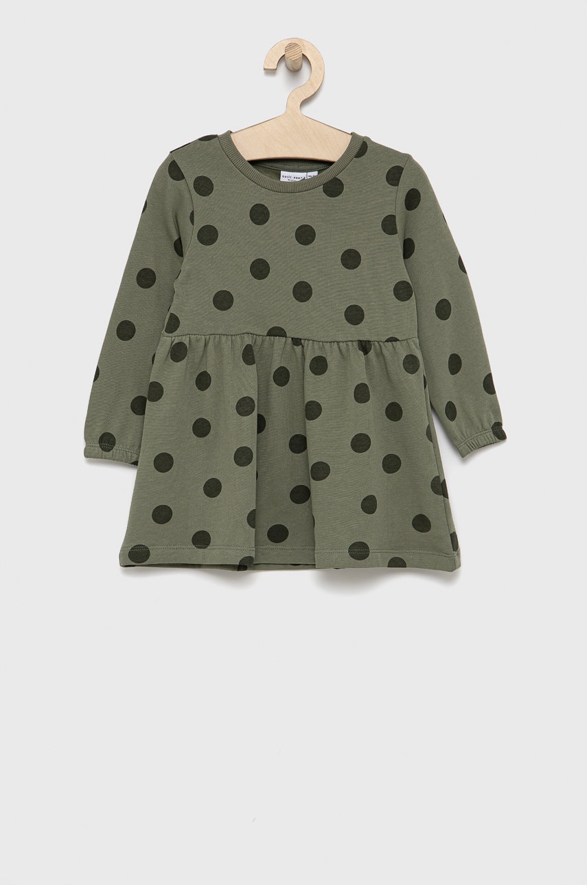 Name It rochie din bumbac pentru copii culoarea verde, mini, evazata