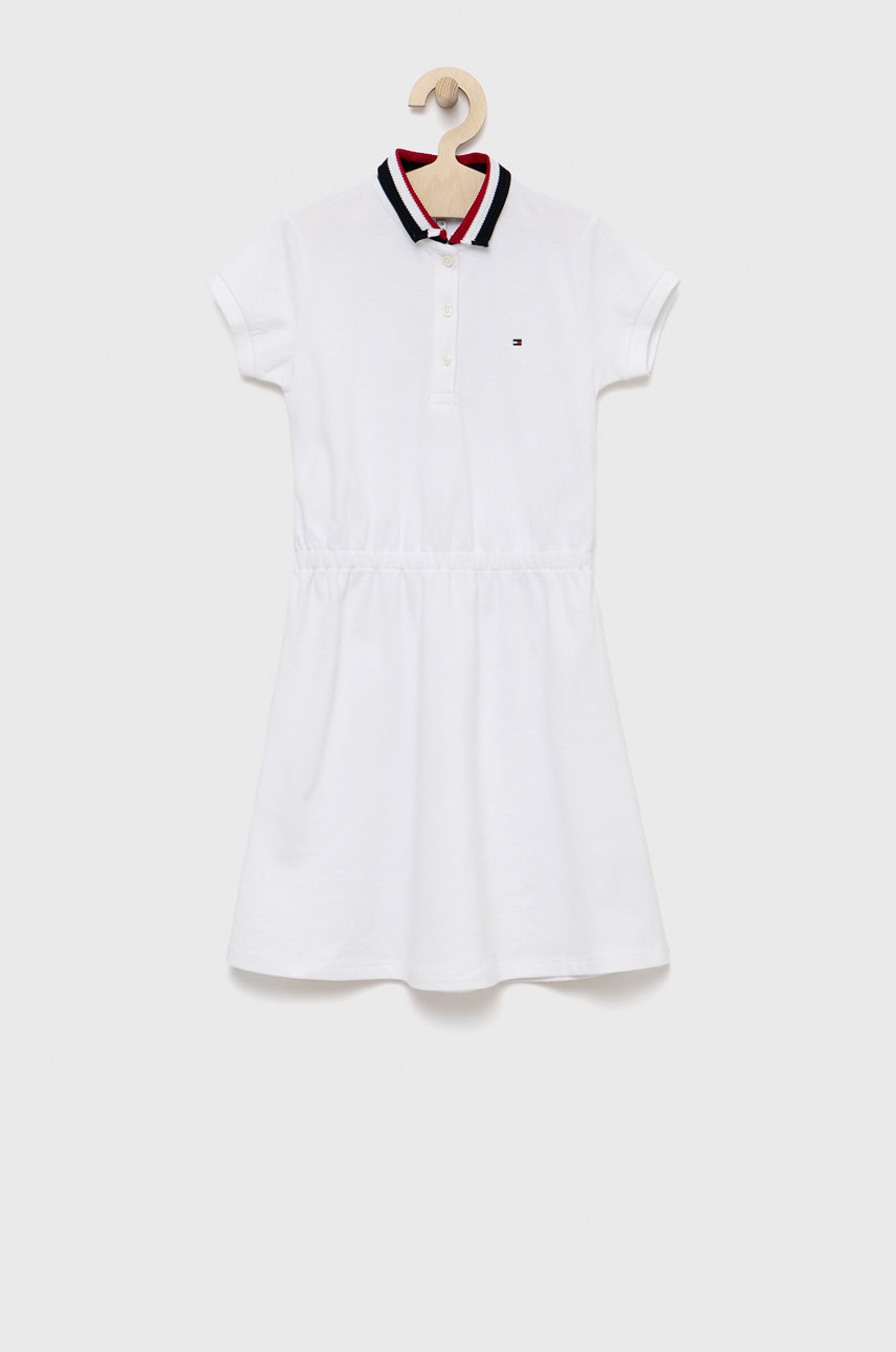 

Детска рокля Tommy Hilfiger в бяло среднодълъг модел разкроен модел, Бял