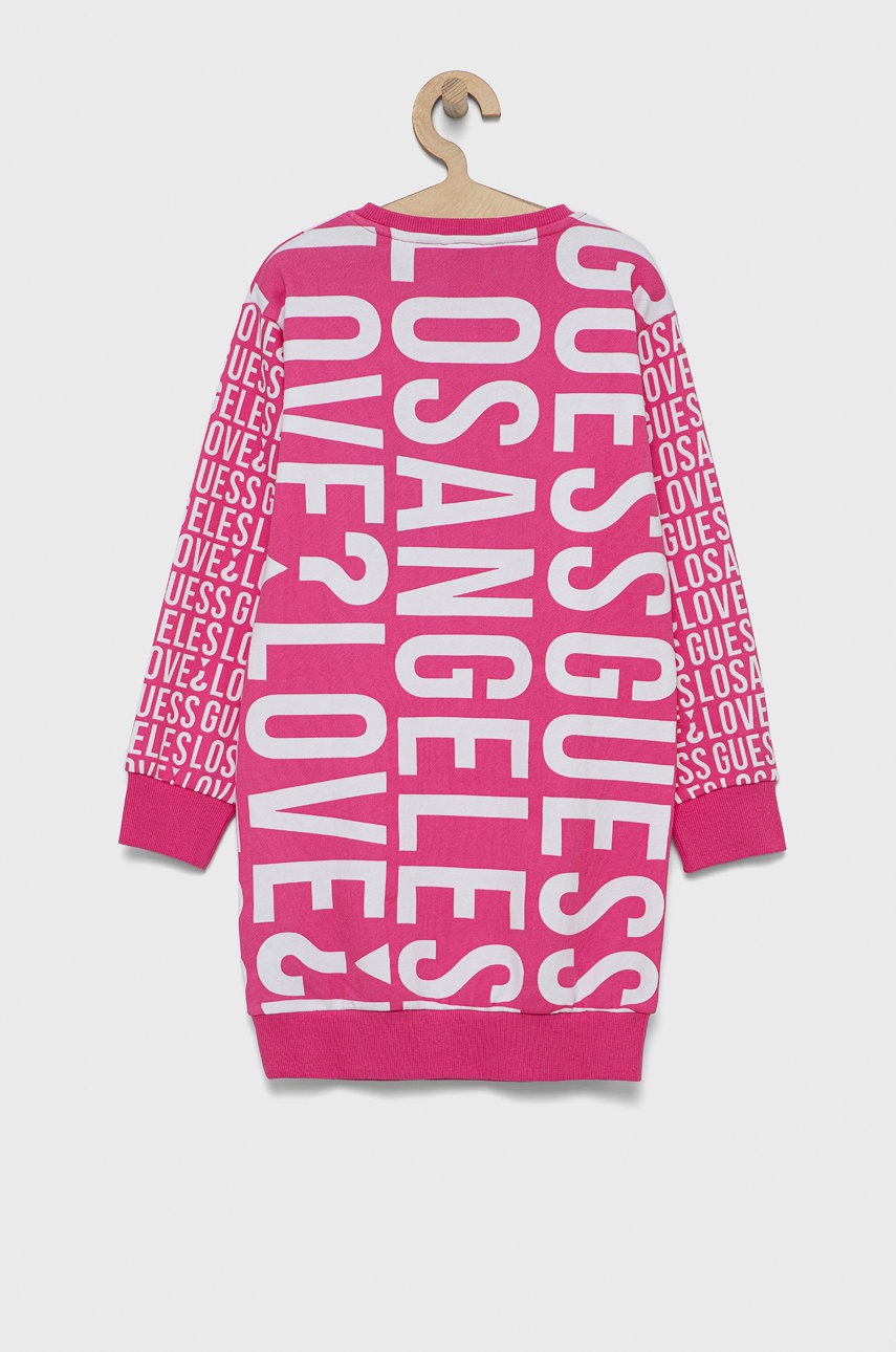 

Хлопковое детское платье Guess цвет розовый mini прямая