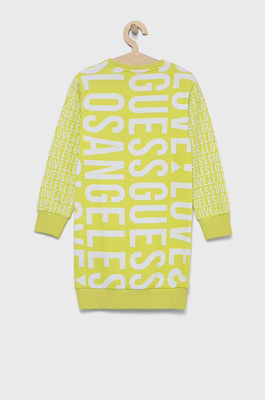 

Хлопковое детское платье Guess цвет зелёный mini прямая