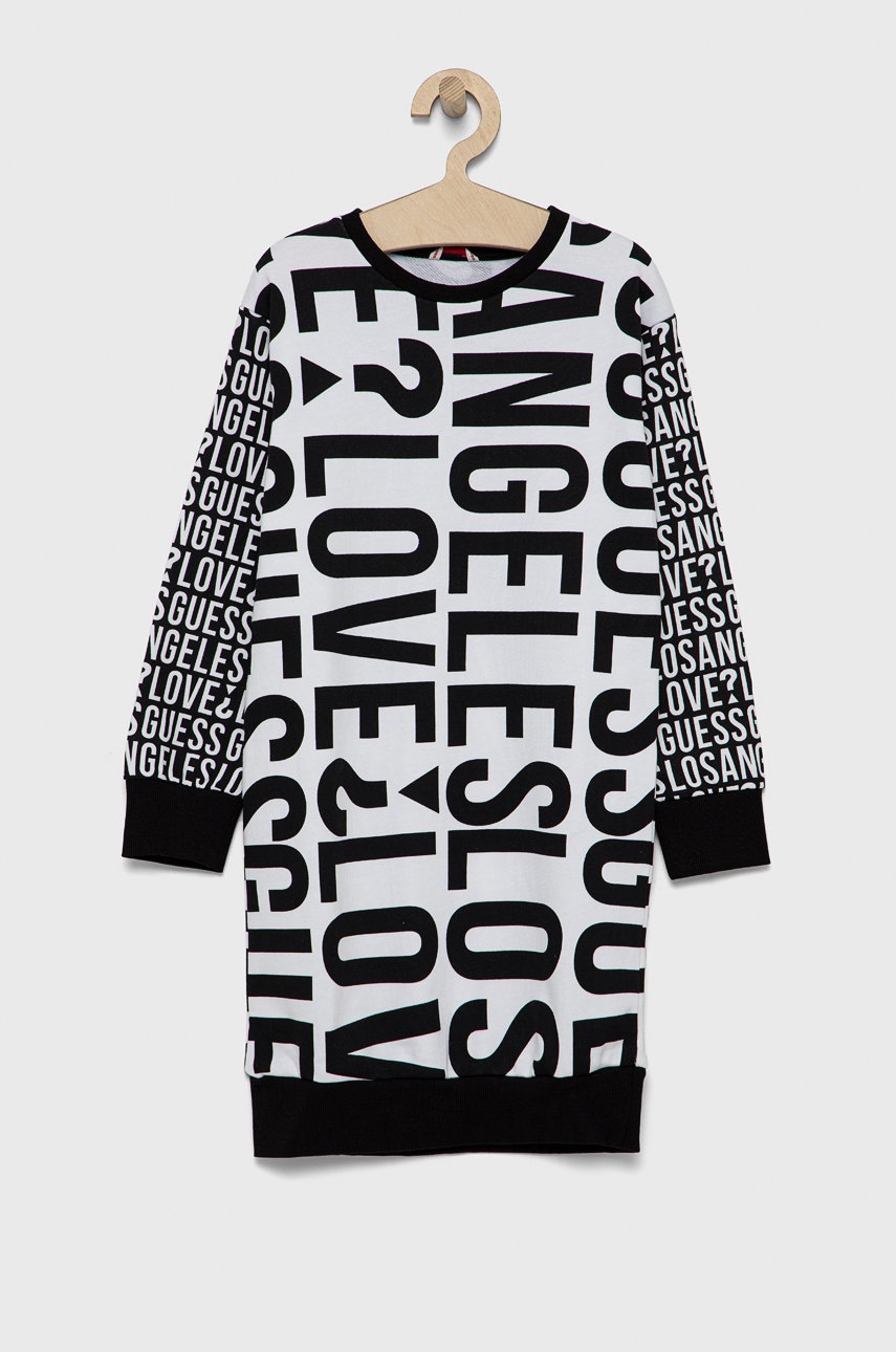 

Хлопковое детское платье Guess цвет чёрный mini прямая