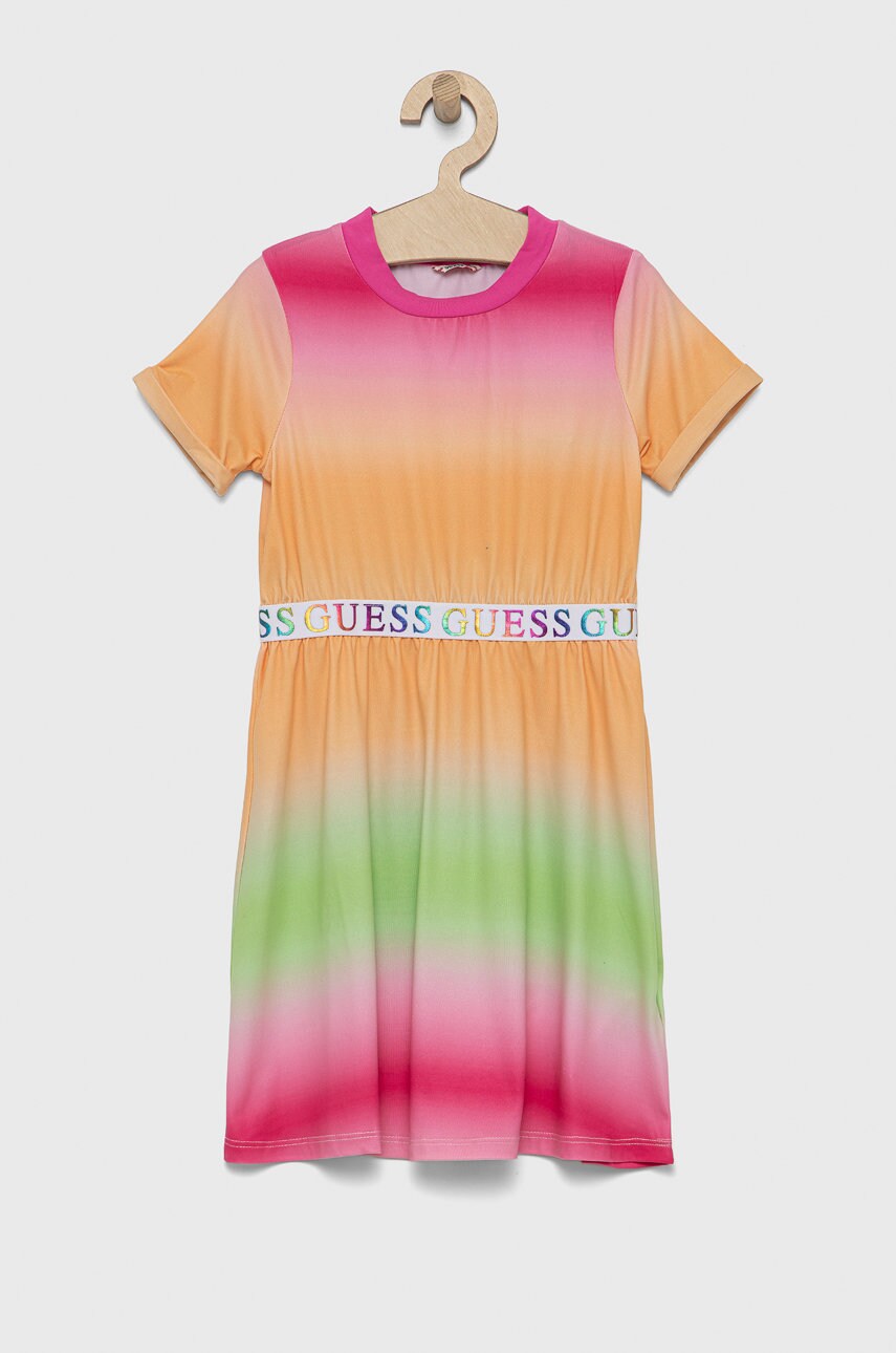 

Детска рокля Guess къс модел разкроен модел, Многоцветен