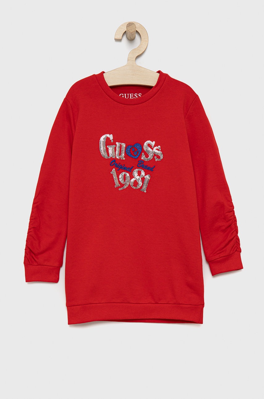 

Guess - Детска памучна рокля, Червен
