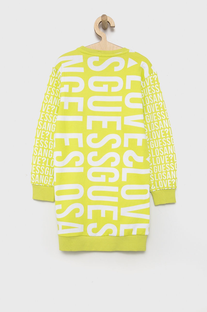 

Хлопковое детское платье Guess цвет зелёный mini прямая