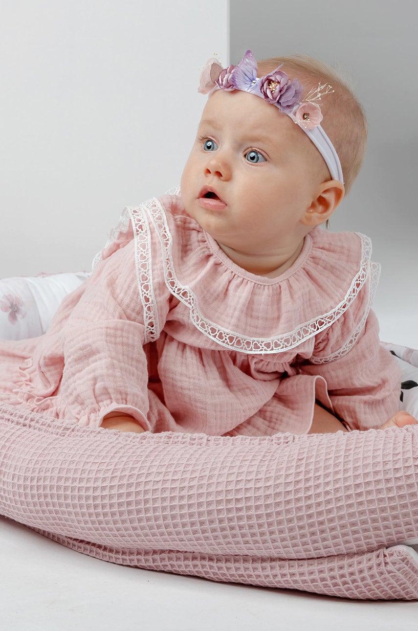 Jamiks rochie din bumbac pentru copii culoarea roz, mini, evazati