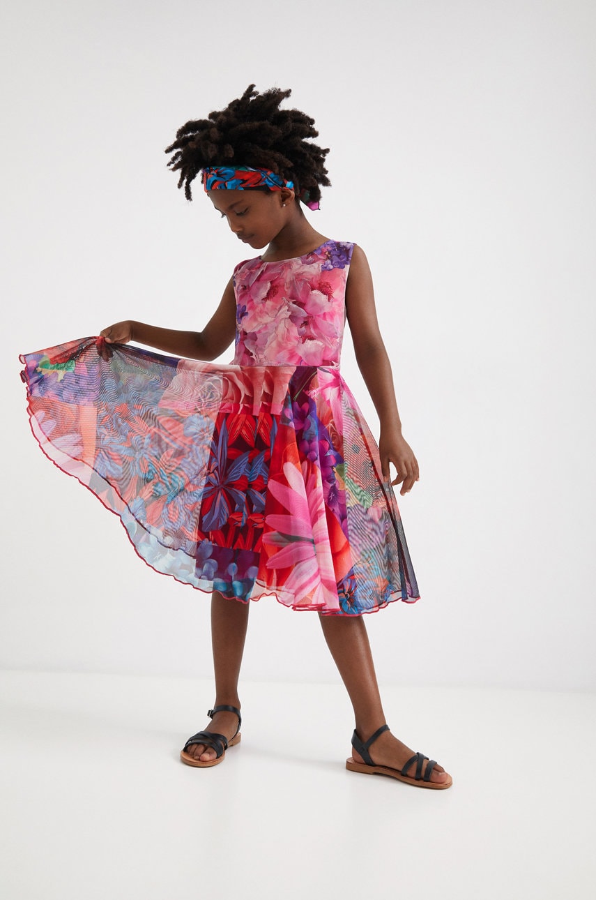 Desigual rochie fete culoarea roz, mini, evazati