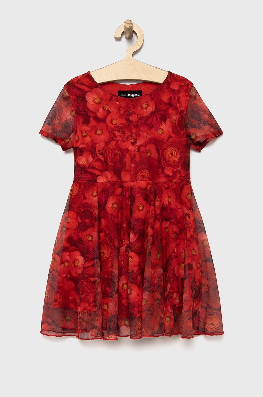 

Дитяча сукня Desigual колір червоний mini розкльошена