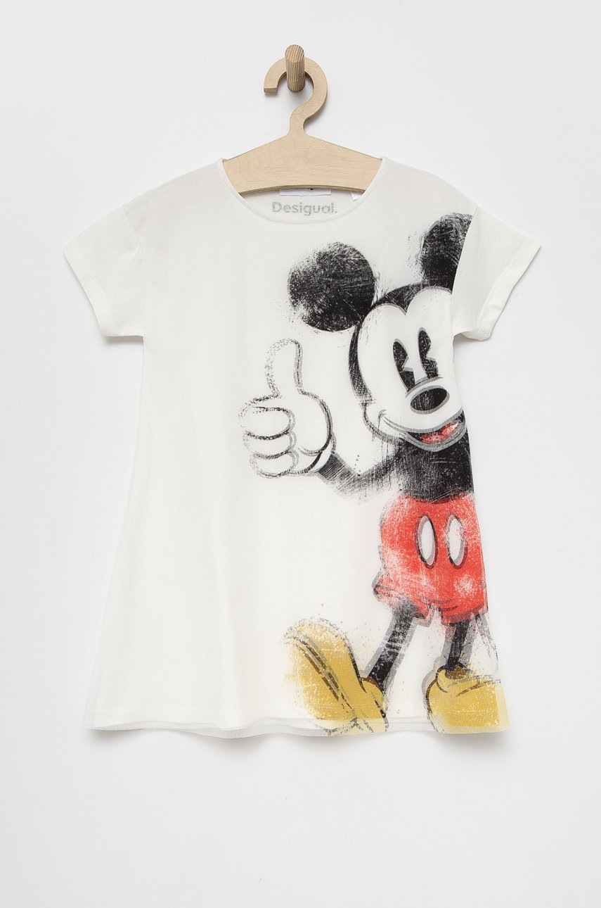 

Дитяча бавовняна сукня Desigual колір білий mini oversize