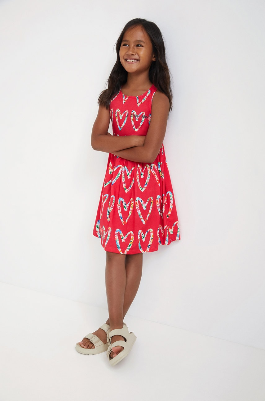 Desigual rochie din bumbac pentru copii culoarea roz, mini, evazati