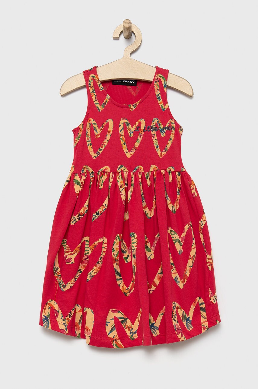 

Хлопковое детское платье Desigual цвет розовый mini расклешённая