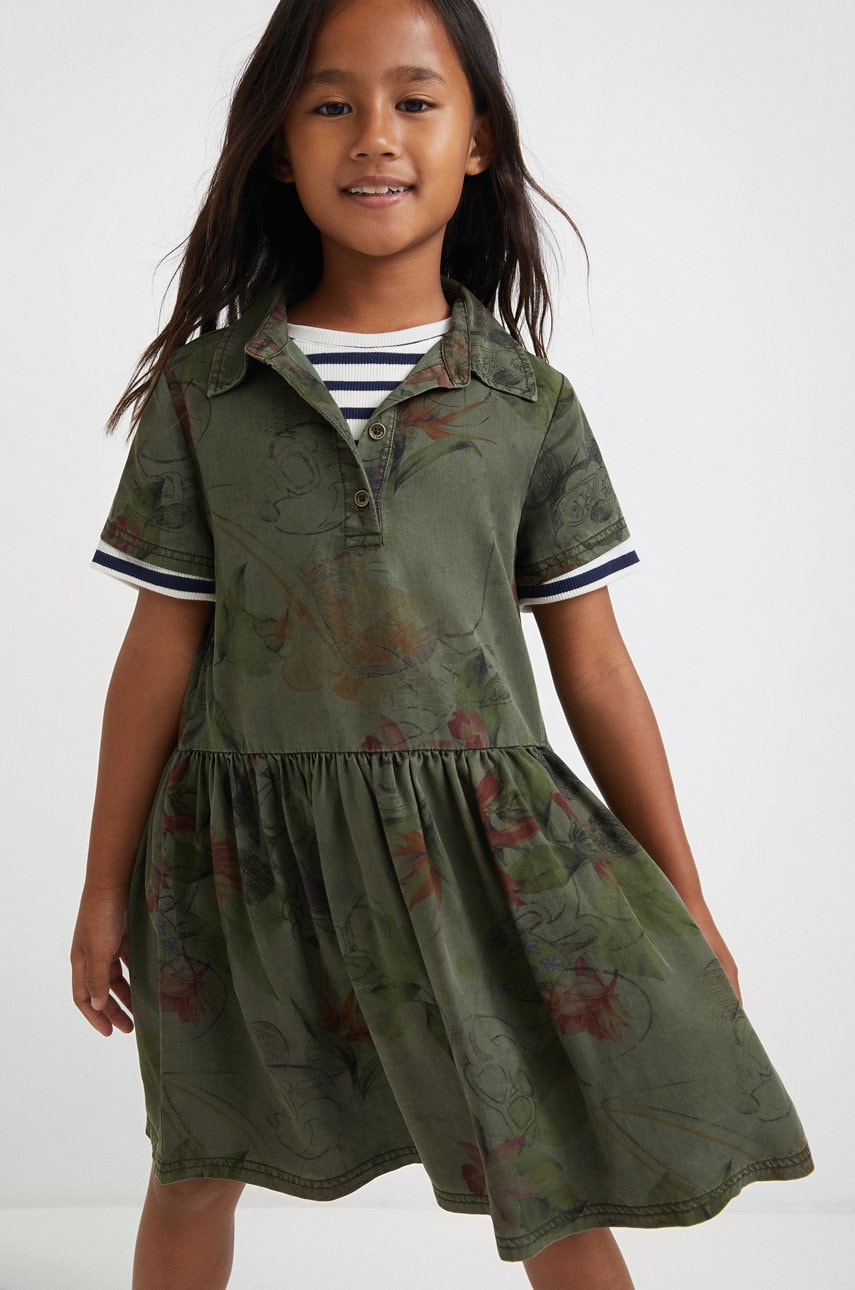 Desigual rochie fete culoarea verde, mini, evazati