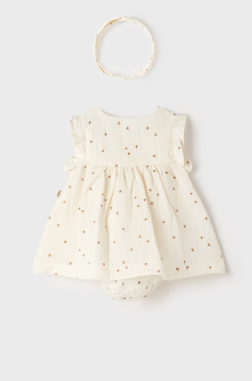 

Дитяча бавовняна сукня Mayoral Newborn колір бежевий mini розкльошена