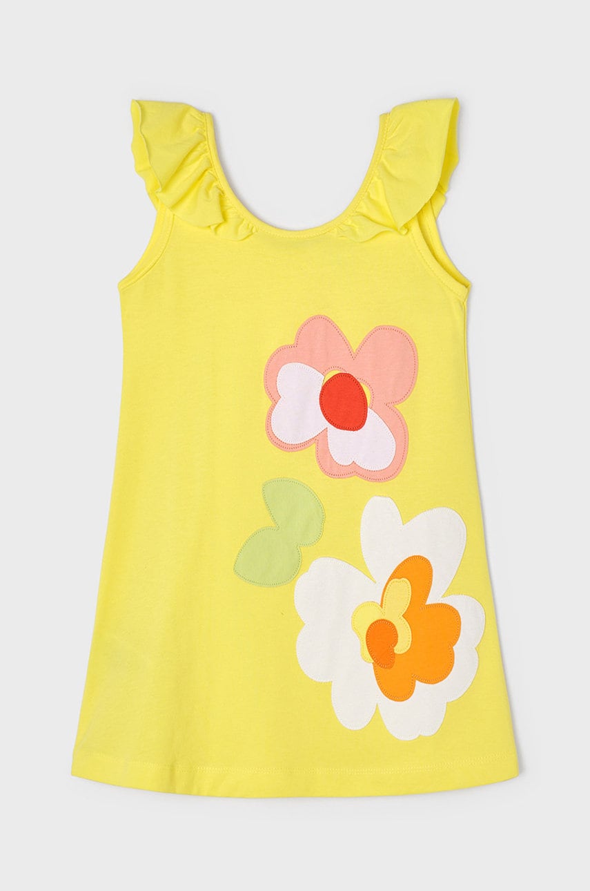 Mayoral rochie din bumbac pentru copii culoarea galben, mini, drept