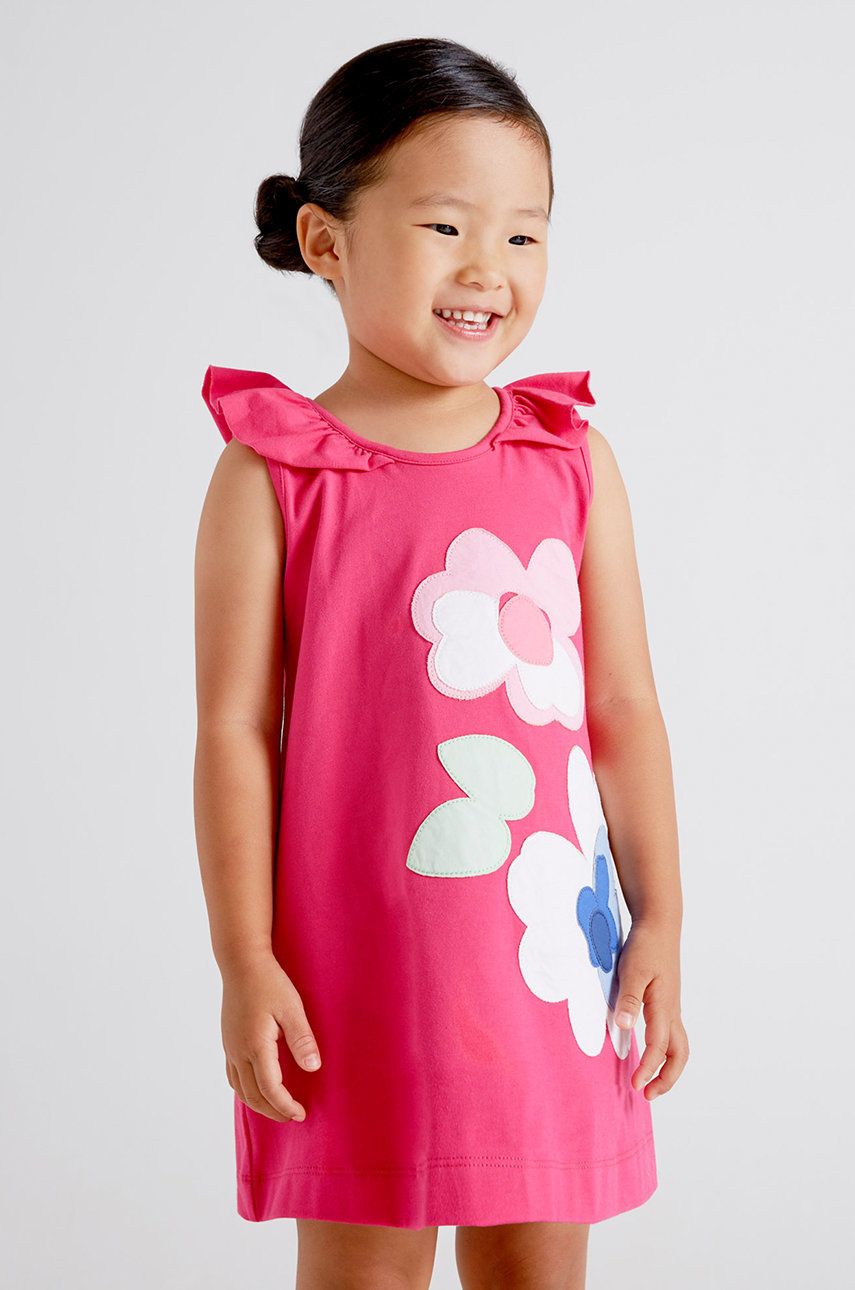 Mayoral rochie din bumbac pentru copii culoarea roz, mini, drept