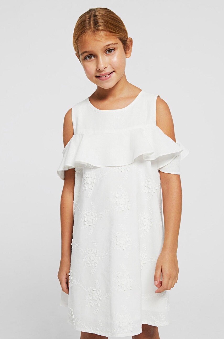 Mayoral rochie fete culoarea bej, mini, drept