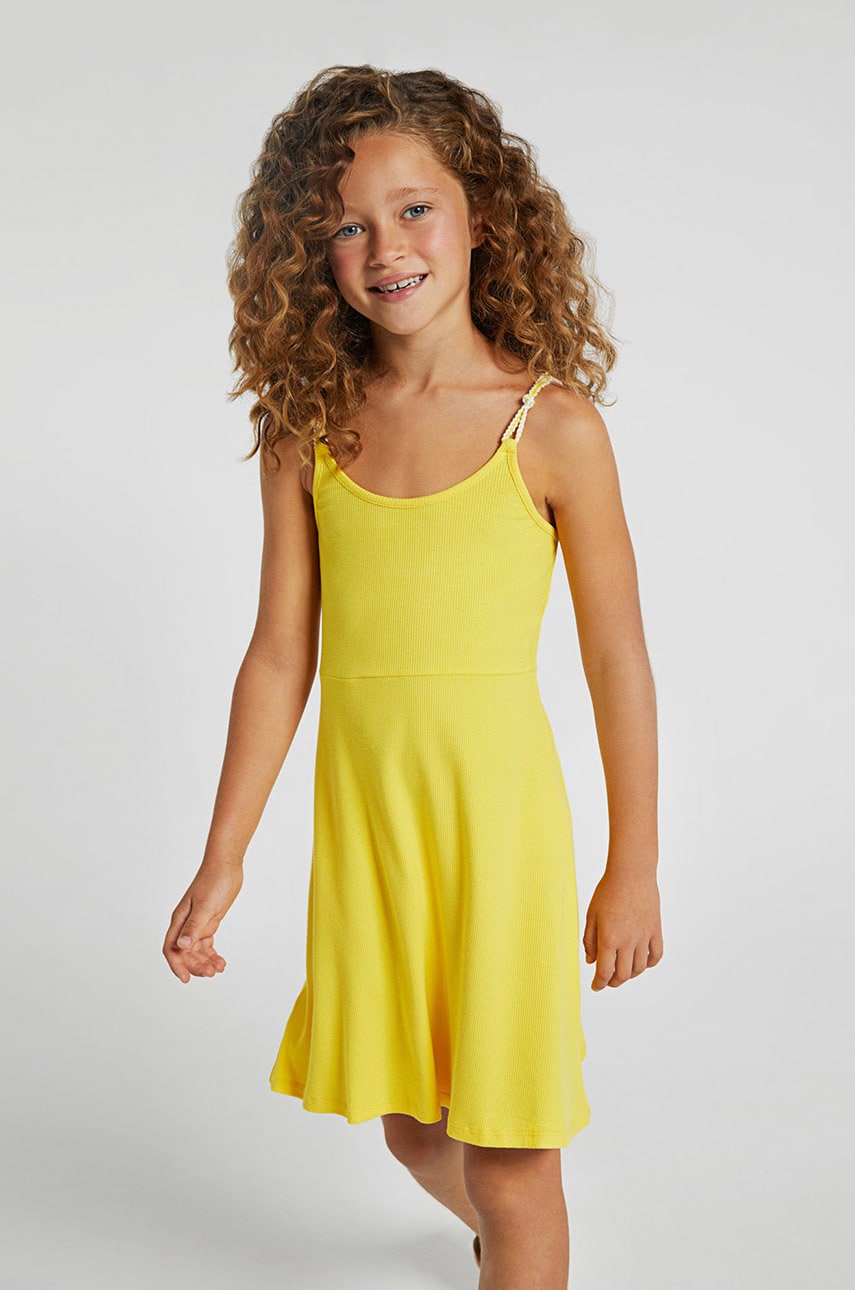 Mayoral rochie culoarea galben, mini, drept