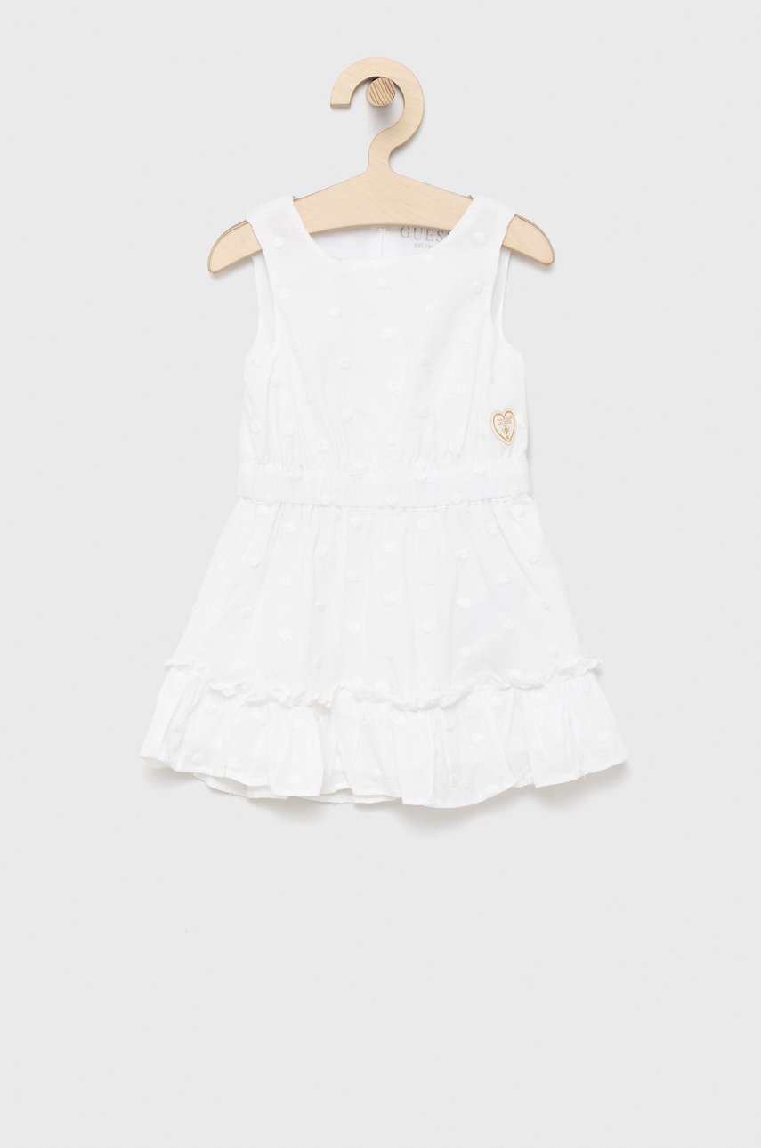

Хлопковое детское платье Guess цвет белый mini расклешённое