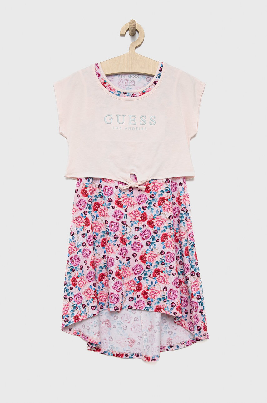 

Дитяча сукня Guess колір рожевий midi розкльошена