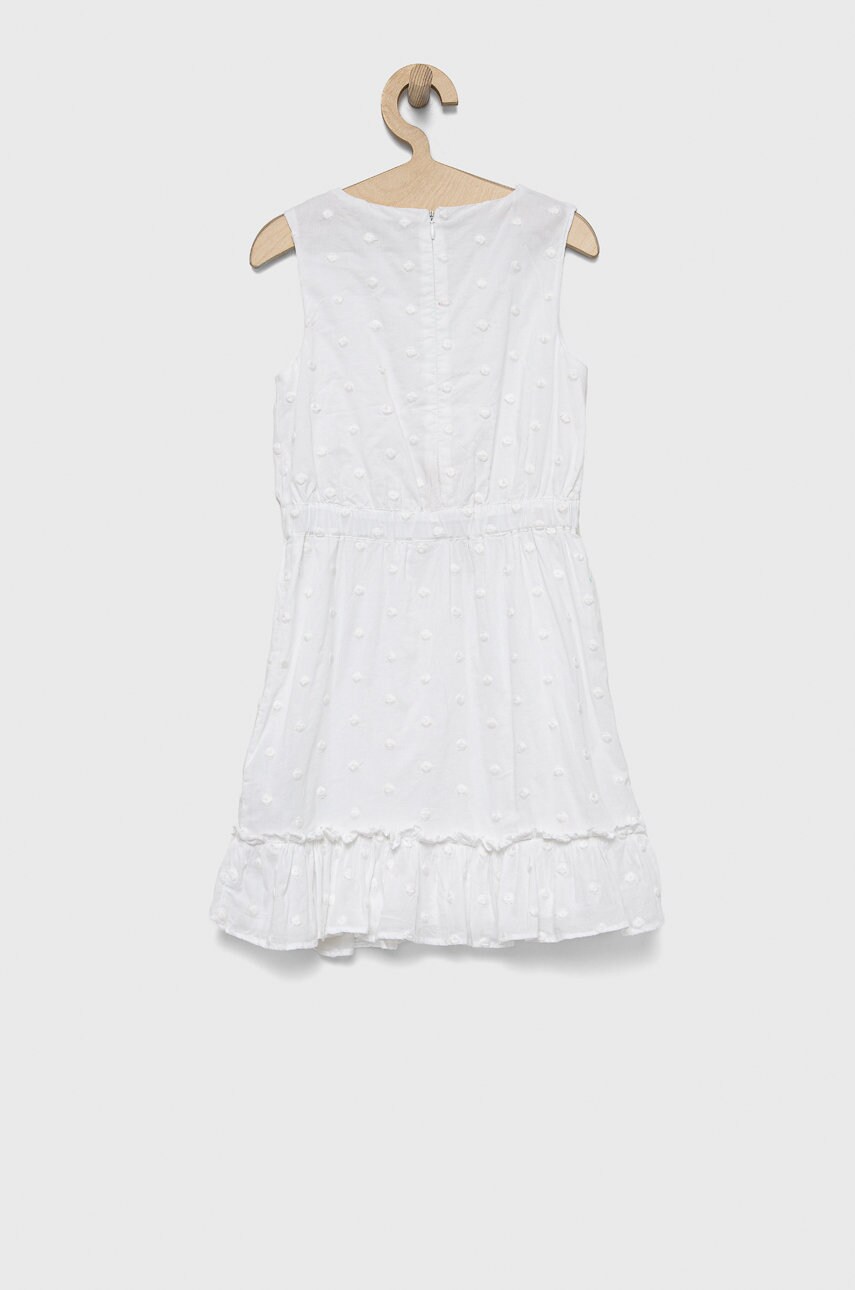 

Дитяча бавовняна сукня Guess колір білий mini розкльошена