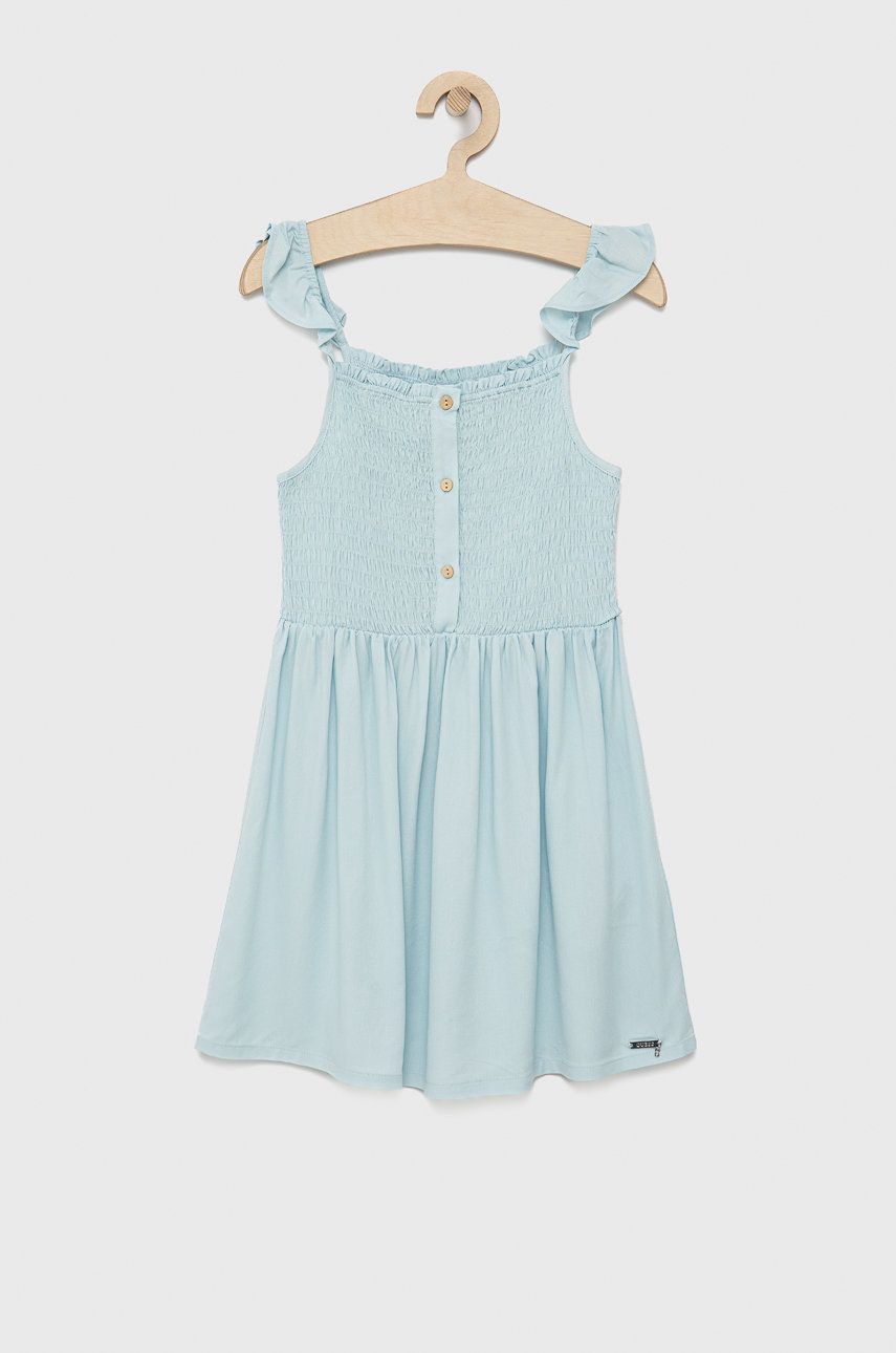 Dívčí šaty Guess midi, áčková - modrá -  100% Viskóza