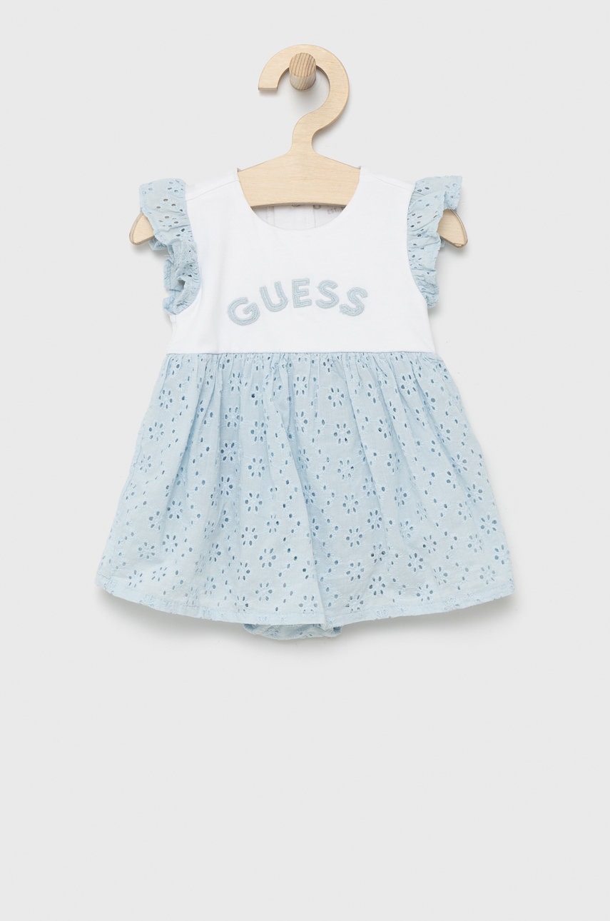 

Детска рокля Guess къс модел разкроен модел, Син