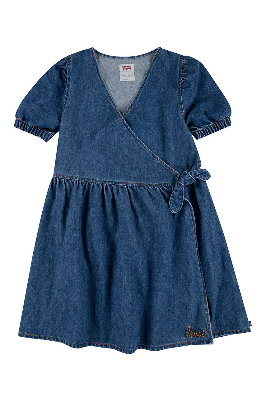 Levi's sukienka jeansowa dziecięca kolor granatowy mini rozkloszowana