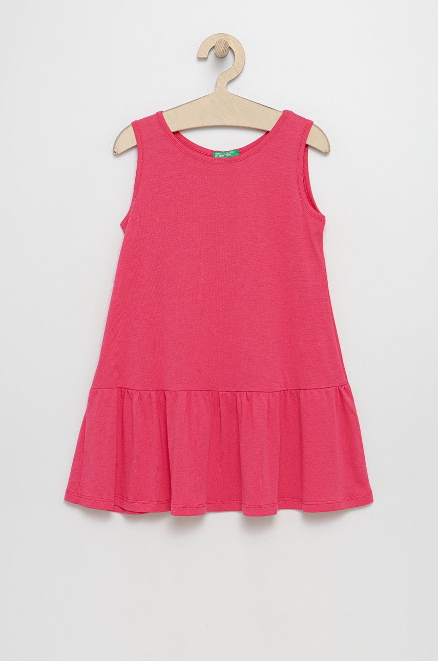 United Colors Of Benetton rochie fete culoarea roz, midi, evazati