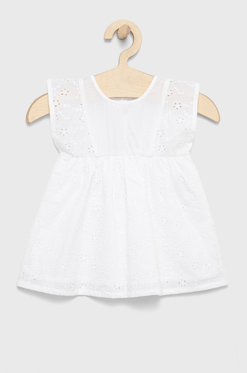 United Colors Of Benetton rochie din bumbac pentru copii culoarea alb, midi, evazati