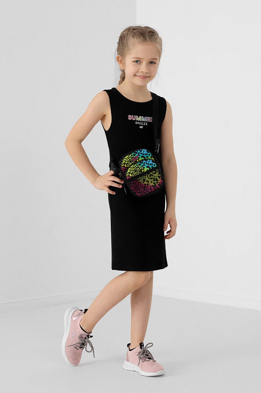 4f rochie fete culoarea negru, mini, drept