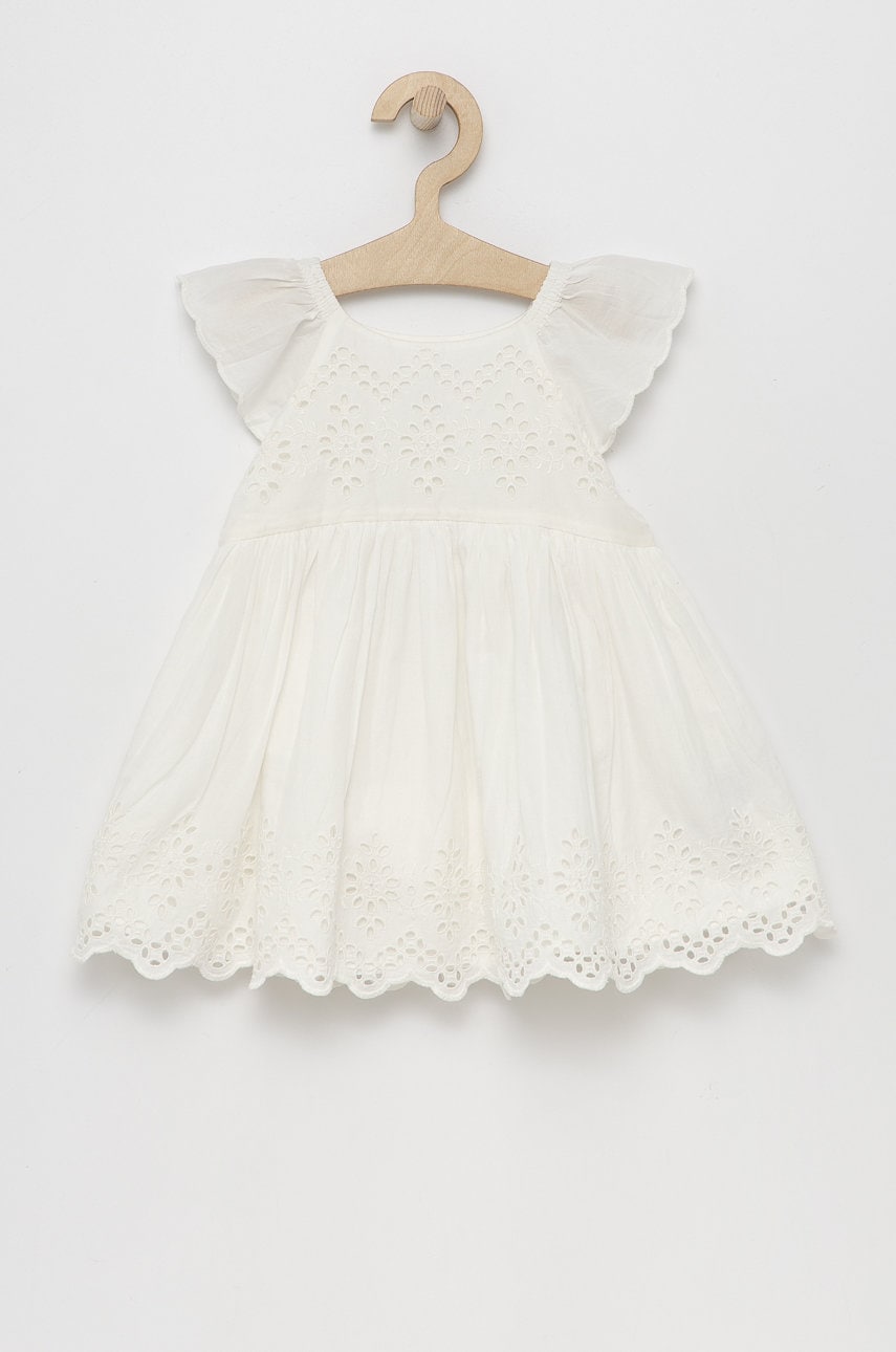 Gap rochie din bumbac pentru copii culoarea alb, mini, evazati