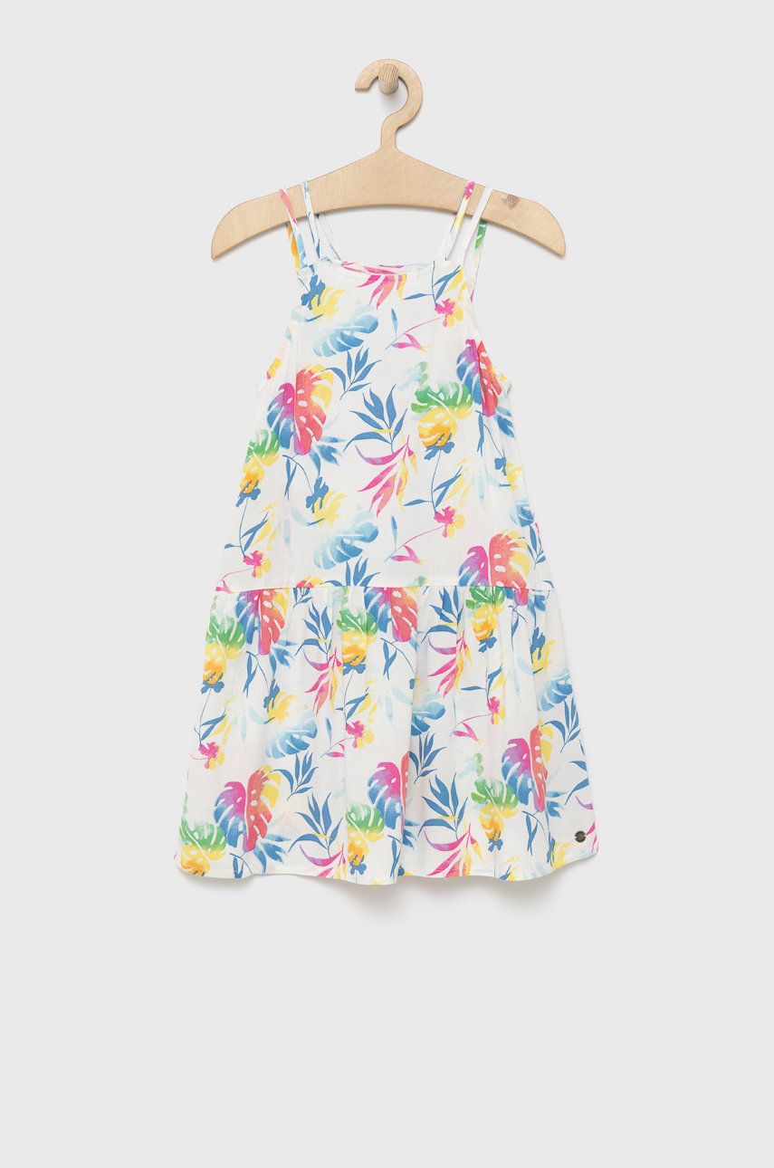 E-shop Dívčí šaty Roxy bílá barva, midi, áčková