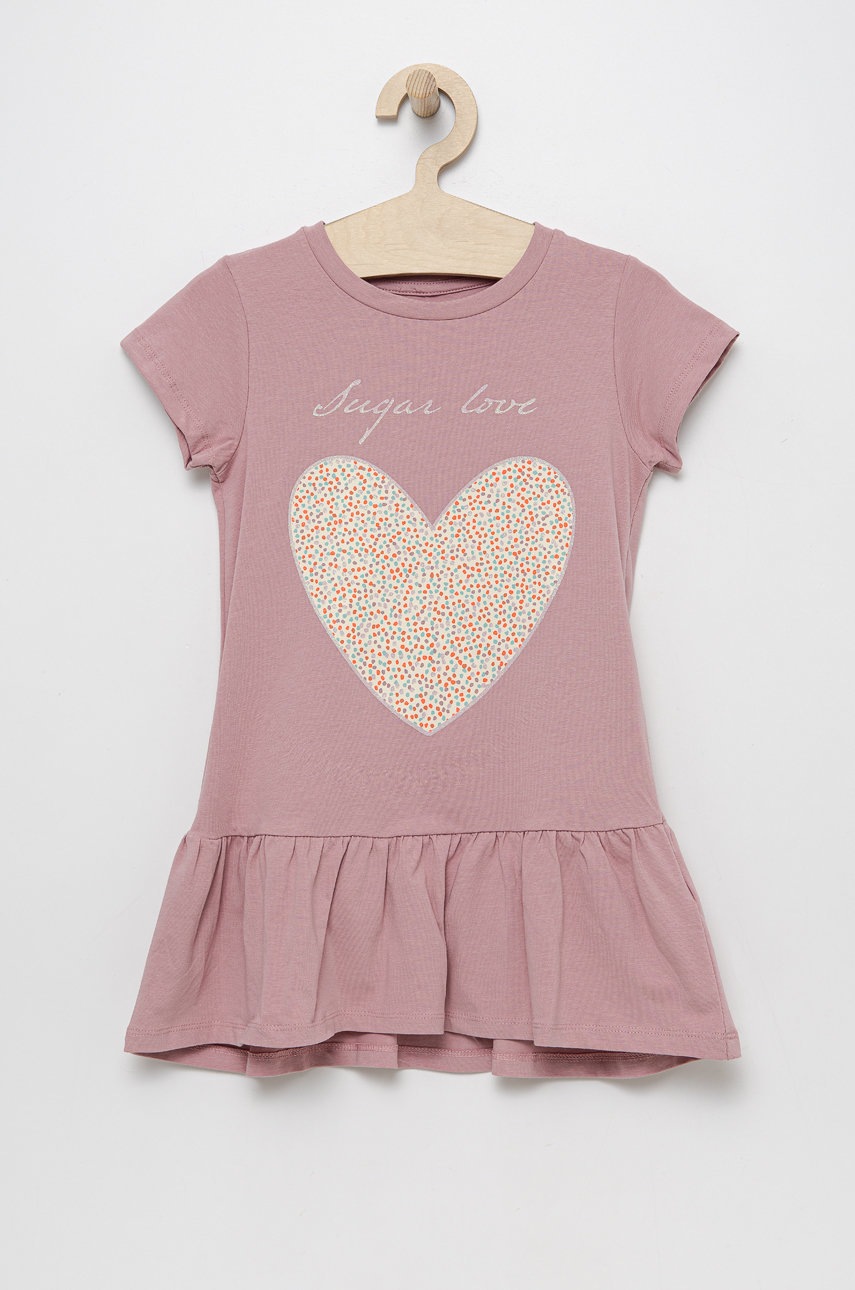 

Детска рокля Name it в розово къс модел разкроен модел, Розов