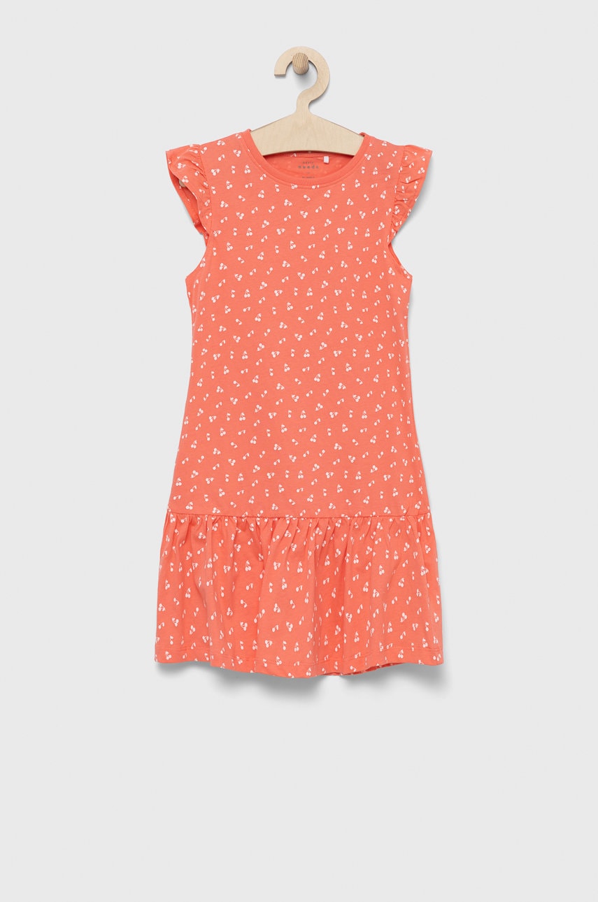 Name It rochie din bumbac pentru copii culoarea roz, mini, evazati