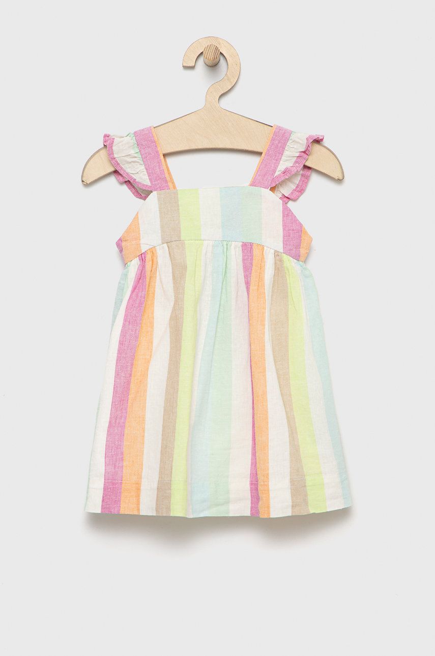 Dětské lněné šaty GAP mini, oversize - vícebarevná -  Hlavní materiál: 55% Len