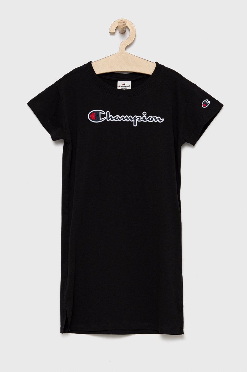 Хлопковое детское платье Champion 404338 цвет чёрный mini прямое Хлопковое детское платье Champion 404338 цвет чёрный mini прямое