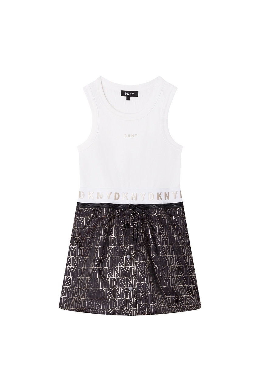 

Детска рокля Dkny в бяло къс модел разкроен модел, Бял