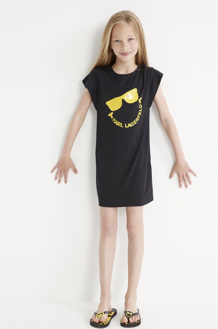 Dívčí šaty Karl Lagerfeld černá barva, mini - černá -  55 % Modal