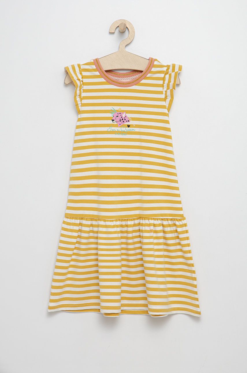 Dívčí šaty Femi Stories žlutá barva, mini - žlutá -  98% Bavlna