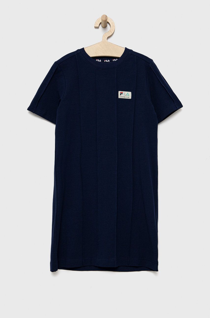 Dívčí šaty Fila tmavomodrá barva, mini - námořnická modř -  93% Bavlna